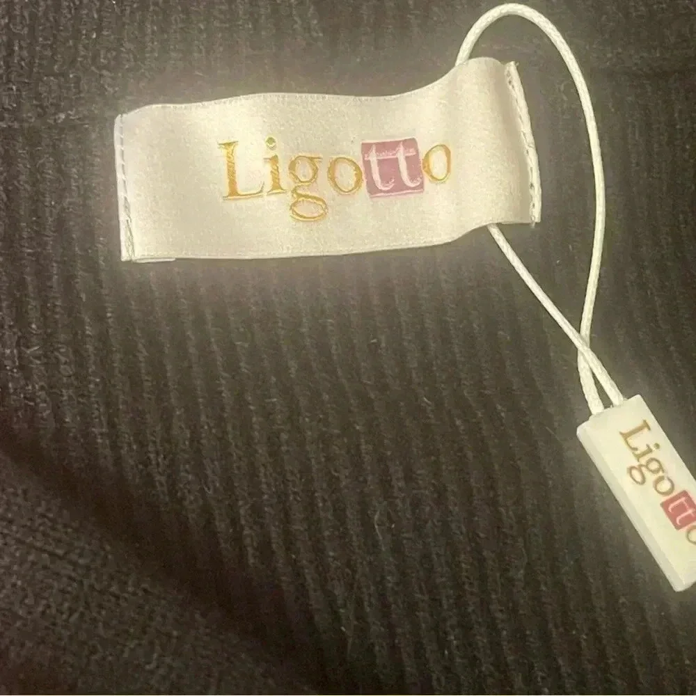 Ligotto Button Front Cardigan Gorgeous Womens Large Black Hooded - Picture 9 of 11